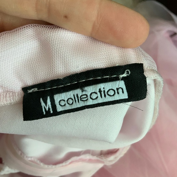 M COLLECTION Pink Tule Strapless Midi Corset Dainty Dress Women’s Size 6 - Picture 14 of 15